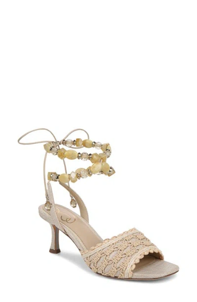 Sam Edelman Pamela Ankle Strap Sandal In Linen/ Light Natural