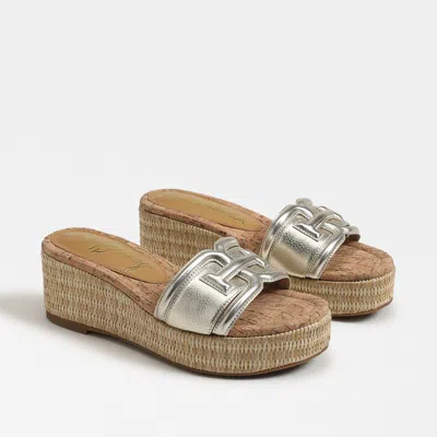 SAM EDELMAN SAM EDELMAN PAULEENA ESPADRILLE SANDAL METALLIC SILVER LEATHER