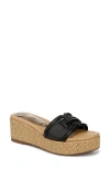Sam Edelman Pauleena Platform Wedge Slide Sandal In Black Como Calf Leather