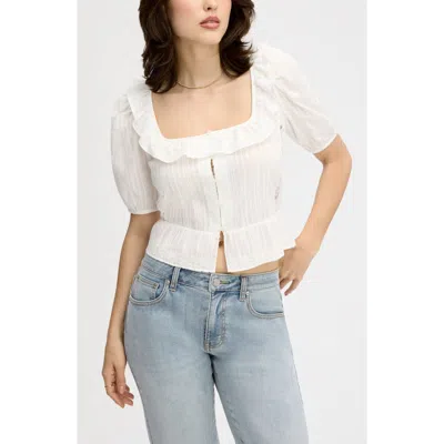 Sam Edelman Peasant Peplum Cotton Button-up Top In White