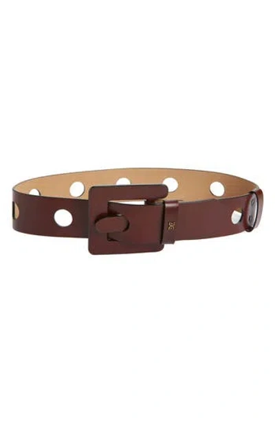 Sam Edelman Perforated Buckle Belt In Brown