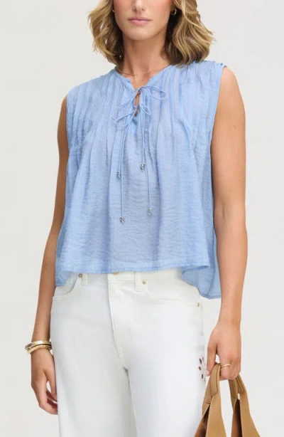 Sam Edelman Pintuck Sleeveless Top In Blue
