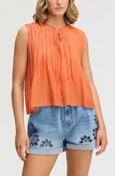 Sam Edelman Pintuck Sleeveless Top In Orange