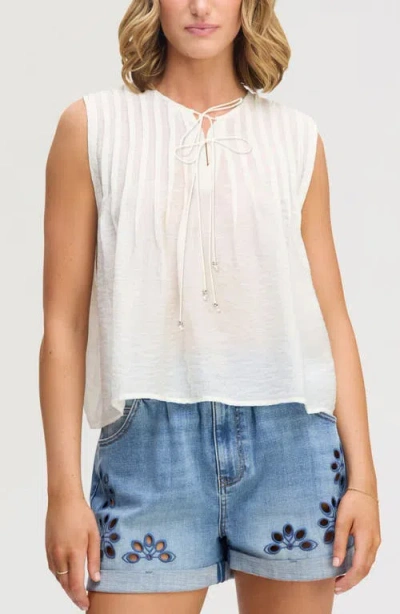 Sam Edelman Pintuck Sleeveless Top In White