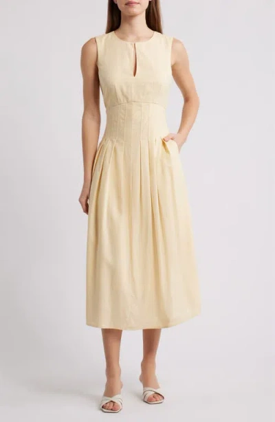 Sam Edelman Pintuck Waist Midi Dress In Neutral