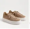 Sam Edelman Pippy Lace Up Platform Sneaker Taupe Suede In Brown