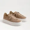 Sam Edelman Pippy Lace Up Platform Sneaker Taupe Suede In Tan