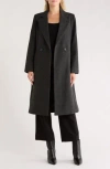 Sam Edelman Plaid Double Breasted Coat In Black