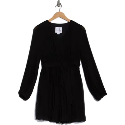 Sam Edelman Pleat Long Sleeve Minidress In Black