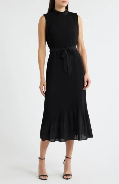 Sam Edelman Pleated A-line Dress In Black
