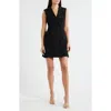 Sam Edelman Pleated Double Breasted Blazer Dress In Black