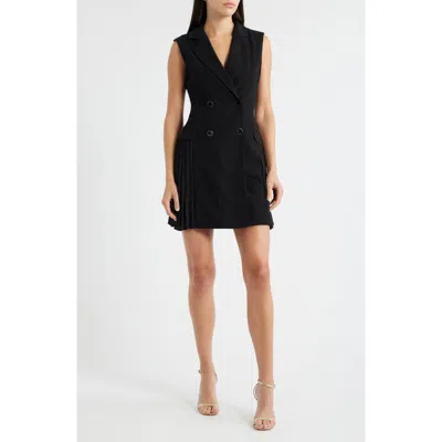 Sam Edelman Pleated Double Breasted Blazer Dress In Black