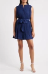 Sam Edelman Pleated Minidress In Blue
