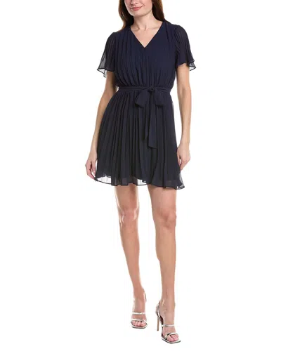 Sam Edelman Pleated Plisse Mini Dress In Navy