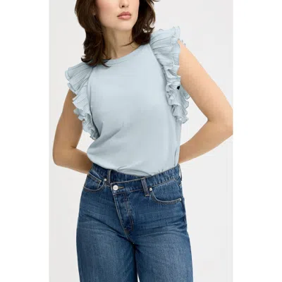 Sam Edelman Pleated Ruffle Sleeve Top In Blue