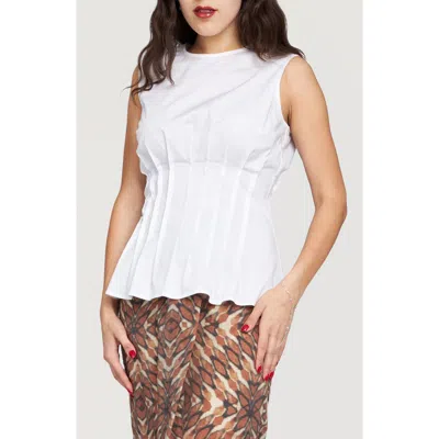Sam Edelman Pleated Sleeveless Top In White