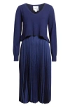 Sam Edelman Pleated Slipdress And Sweater Set In Blue