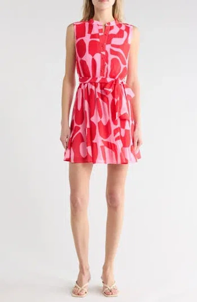 Sam Edelman Pleated Tie Waist Dress In Red