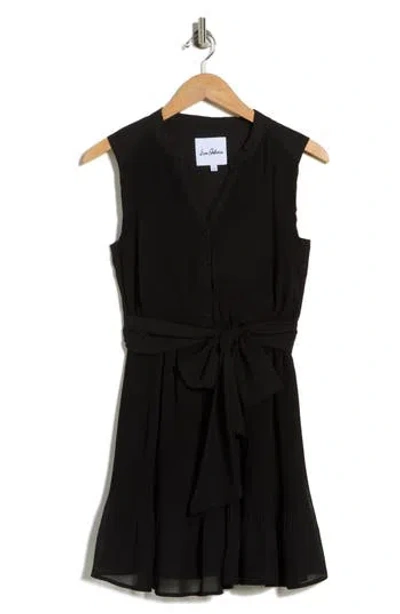 Sam Edelman Pleated Tie Waist Dress In Black