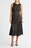 Sam Edelman Polka Dot Lace Midi Dress In Black