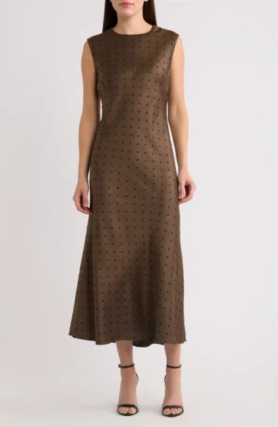 Sam Edelman Polka Dot Satin Maxi Dress In Brown