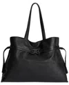 Sam Edelman Poppy Extra Large Leather Drawstring Crossbody In Black
