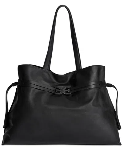 Sam Edelman Poppy Extra Large Leather Drawstring Crossbody In Black