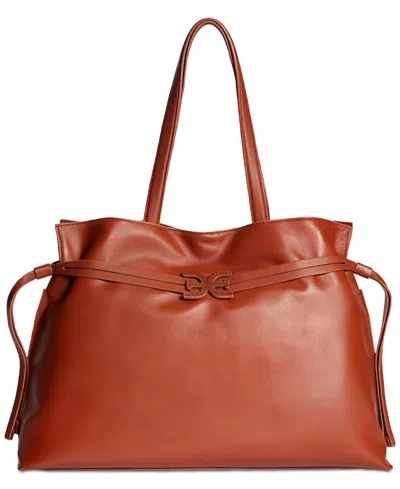 Sam Edelman Poppy Extra Large Leather Drawstring Crossbody In Brown