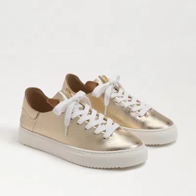 SAM EDELMAN SAM EDELMAN POPPY LACE UP SNEAKER GOLD LEATHER