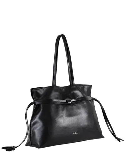 Sam Edelman Poppy Lambskin Large Drawstring Tote In Black
