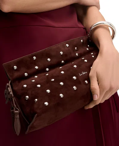 Sam Edelman Poppy Oversized Leather Drawstring Clutch In Brown