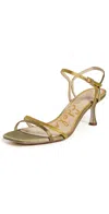 Sam Edelman Presley Heeled Sandals Olive Satin In Multi