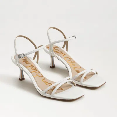 SAM EDELMAN PRESLEY SANDAL WOMEN'S WHITE LEATHER ANKLE STRAP KITTEN HEEL VER016