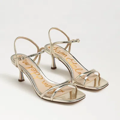 Sam Edelman Presley Strappy Kitten Heel Sandal Jute Faux Leather In Metallic