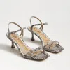 Sam Edelman Presley Strappy Kitten Heel Sandal Sandshell Multi Python In Brown