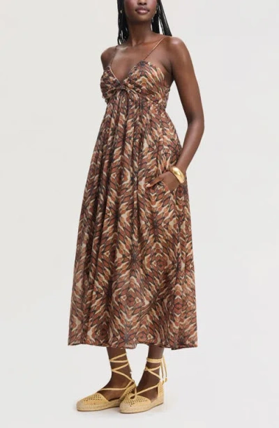 Sam Edelman Print Sleeveless Maxi Dress In Brown
