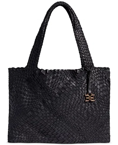 Sam Edelman Priya Extra-large Woven Leather Tote In Black