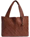Sam Edelman Priya Extra-large Woven Leather Tote In Brandy