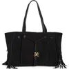 Sam Edelman Pryce East/west Drawstring Leather Tote Bag In Black