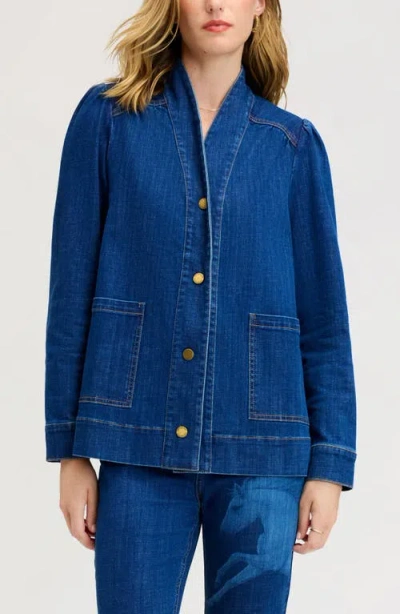 Sam Edelman Puff Shoulder Denim Jacket In Appaloosa Wash