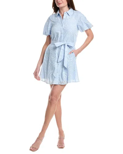 Sam Edelman Puff Sleeve Eyelet Shirtdress In Blue
