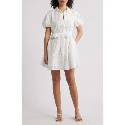 Sam Edelman Puff Sleeve Eyelet Shirtdress In White