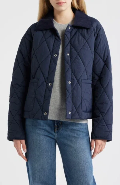 Sam Edelman Quilted Crop Jacket In Blue