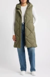 Sam Edelman Quilted Hooded Puffer Vest In Green