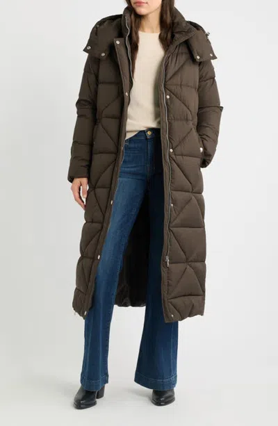 Sam Edelman Quilted Puffer Coat With Removable Hood In Brown