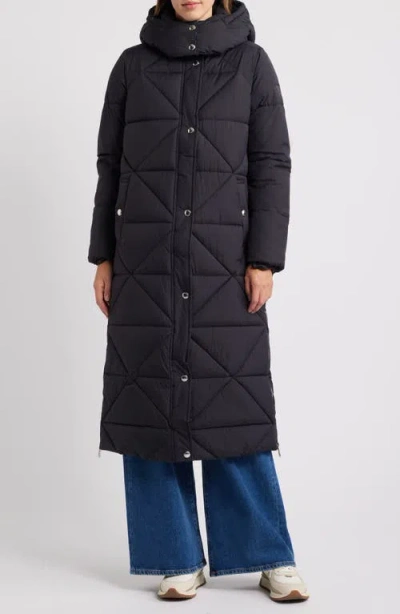 Sam Edelman Quilted Puffer Coat With Removable Hood In Navy Blue