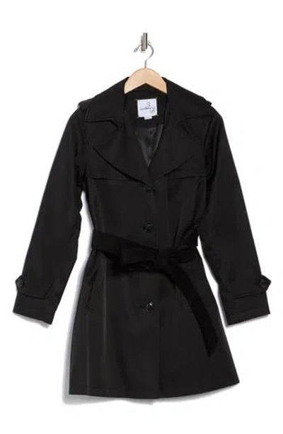 Sam Edelman Rain Cotton Blend Belted Trench Coat In Black