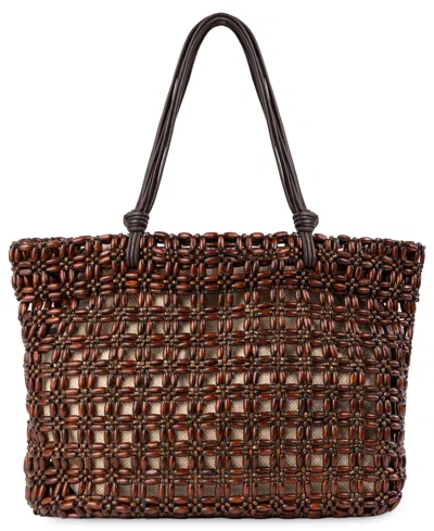 Sam Edelman Raye Bead Large Tote Handbag In Brown