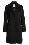 Sam Edelman Reefer Single Breasted Wool Blend Twill Jacket In Black