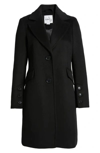 Sam Edelman Reefer Single Breasted Wool Blend Twill Jacket In Black
